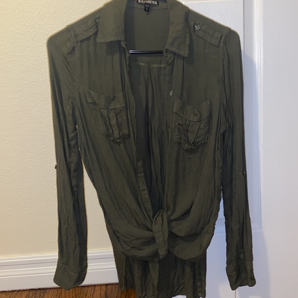 Army Green long sleeve button up. Can be worn various ways. - Picture 2 of 2